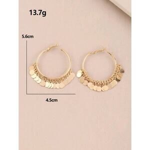 Gold Dangle Disc Hoop Earrings - Elegant and Trendy Statement Jewelry for Women